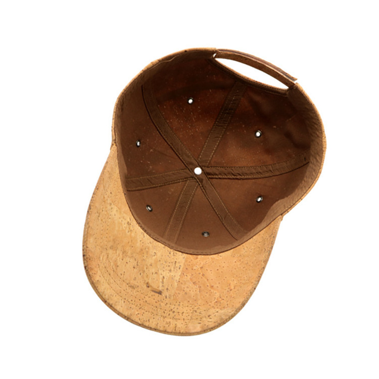 Men Eco Friendly Sustainable Recycled Cork Wooden Material 6 Panel Unstructured Curved Brim Sports Baseball Snapback Caps Hats