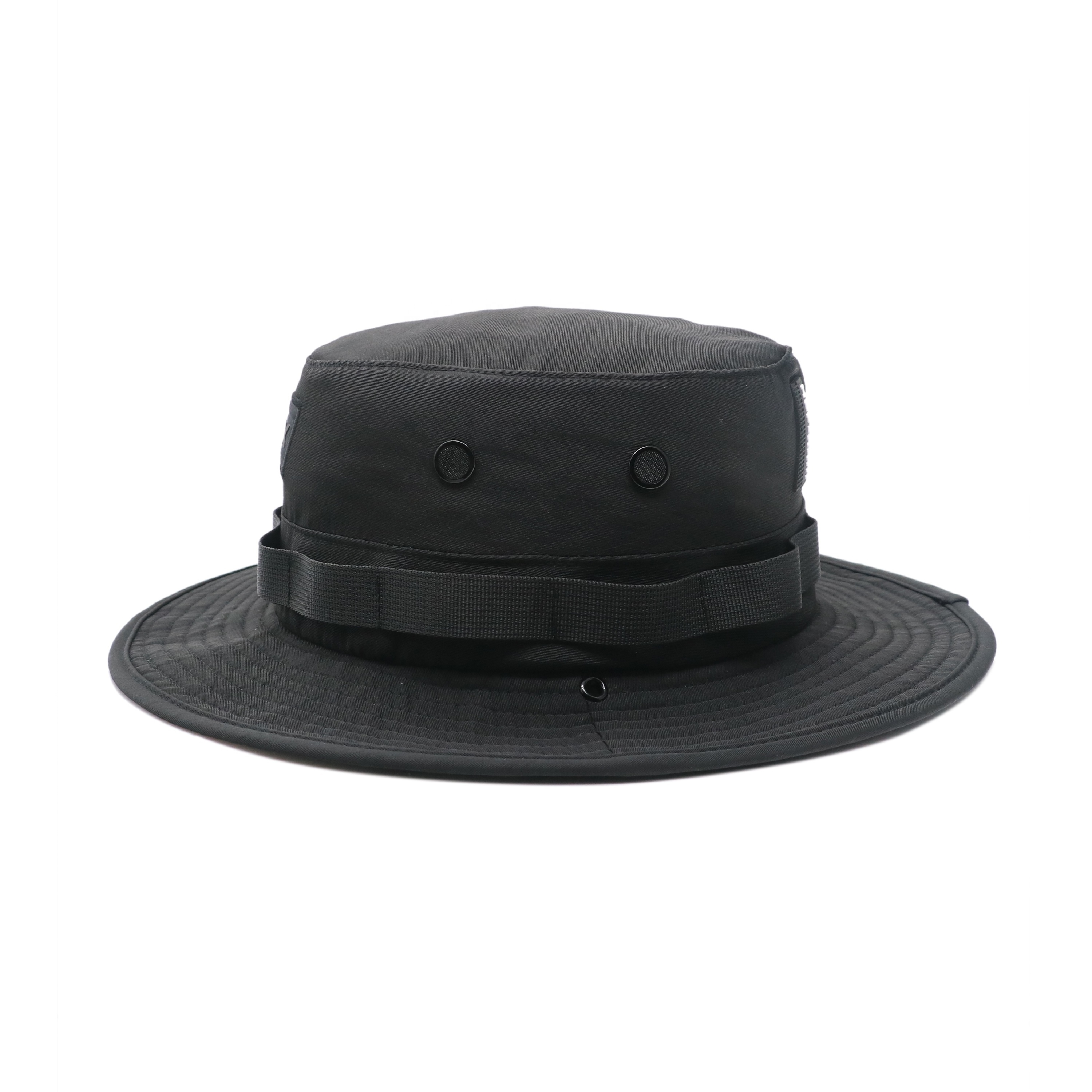 High Quality Vented Outdoor Boonie Safari Waterproof Hat Custom Rubber Patch Bucket Hat With Removable String