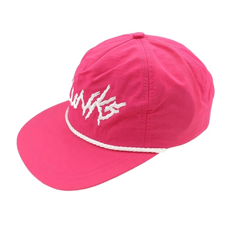 Wholesale Custom Embroidery Rope Hat Snapback Design 5 Panel Nylon Rope Hat