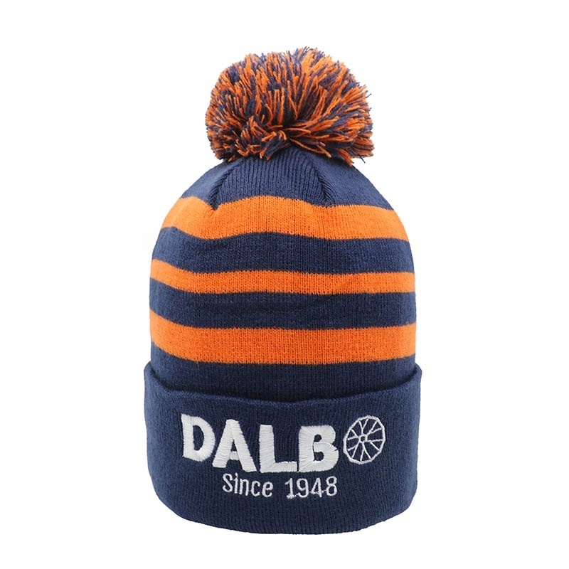 Wholesale Custom Knitted Beanie Four Season Hot Sale Stripe Beanie With Custom Logo