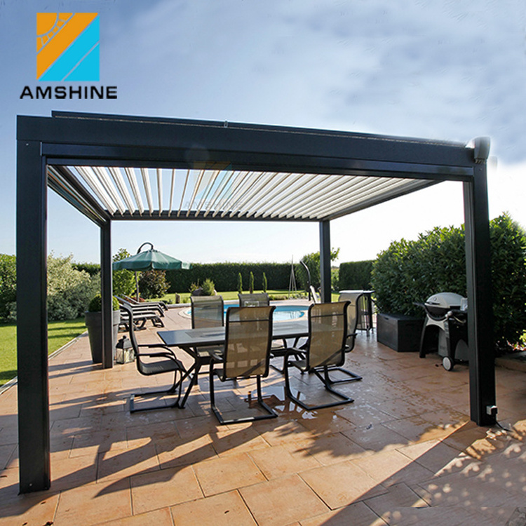 Waterproof patio awnings cover balcony gazebo louvered roof motorized arches aluminium pergolas for restaurant