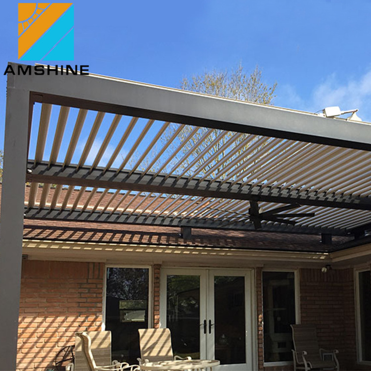 Garden Gazebo Outdoor Motorized Bioclimatica Alluminio Louvered Pergola Aluminum Roof with LED Light