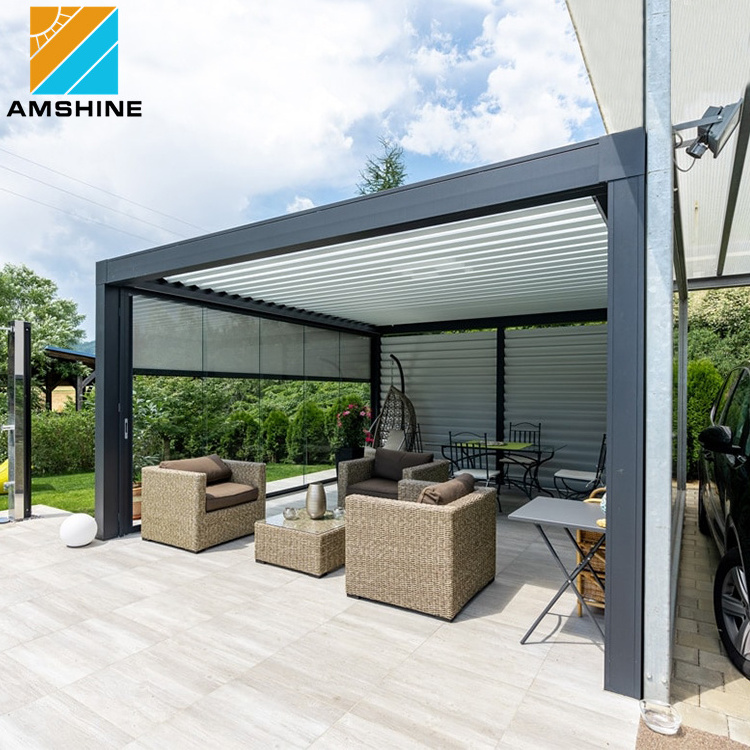 Hot Sell Garden Building Modern Aluminum Terrace Roof Louvre 4m x 5m Waterproof Motorized Pergola Gazebo