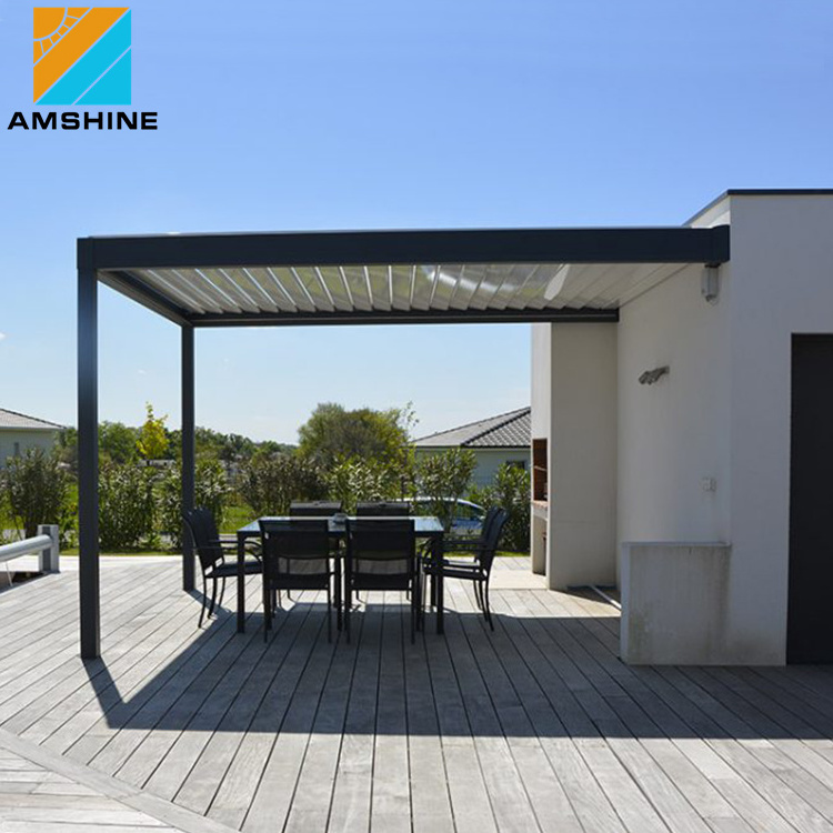 High Quality Modern Luxury Sun Shade Outdoor Gazebo Louvre Roof Pergola Rattan Outdoor Furniture