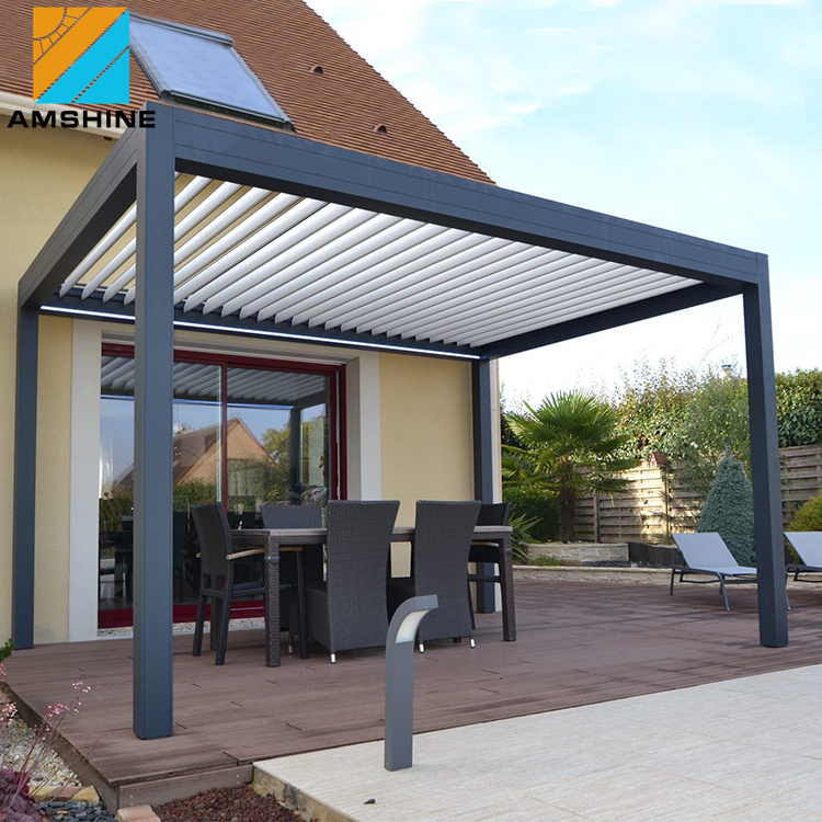 Custom Waterproof SPA Pergola Adjustable Louvered Roof Aluminum Gazebo for Swimming Pool