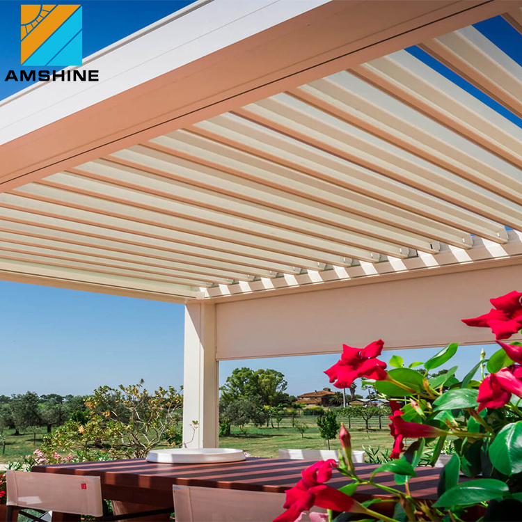 Smart Control Leisure Pergola Garden Louvered Roof Motorized Aluminium Gazebo For Swimming Pool