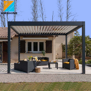 Outdoor Motorized Opening Roof Louver Pergola Module Waterproof Garden Gazebo With Side Blind