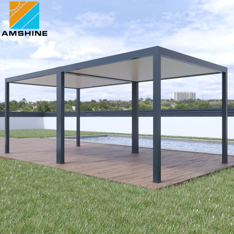 Motorized Aluminium Patio Cover Waterproof Outdoor Kitchen Louvered Electric Pergola Gazebo