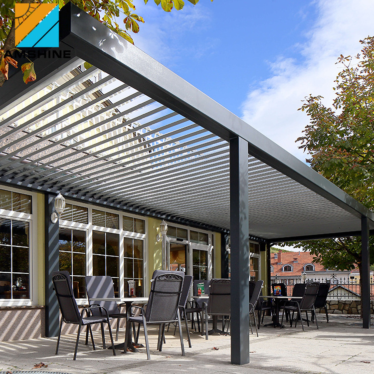 L shape aluminum louvered pergola cost 5.5 m x 3.0 m x 3.0 m with 10 years warranty white gazebo