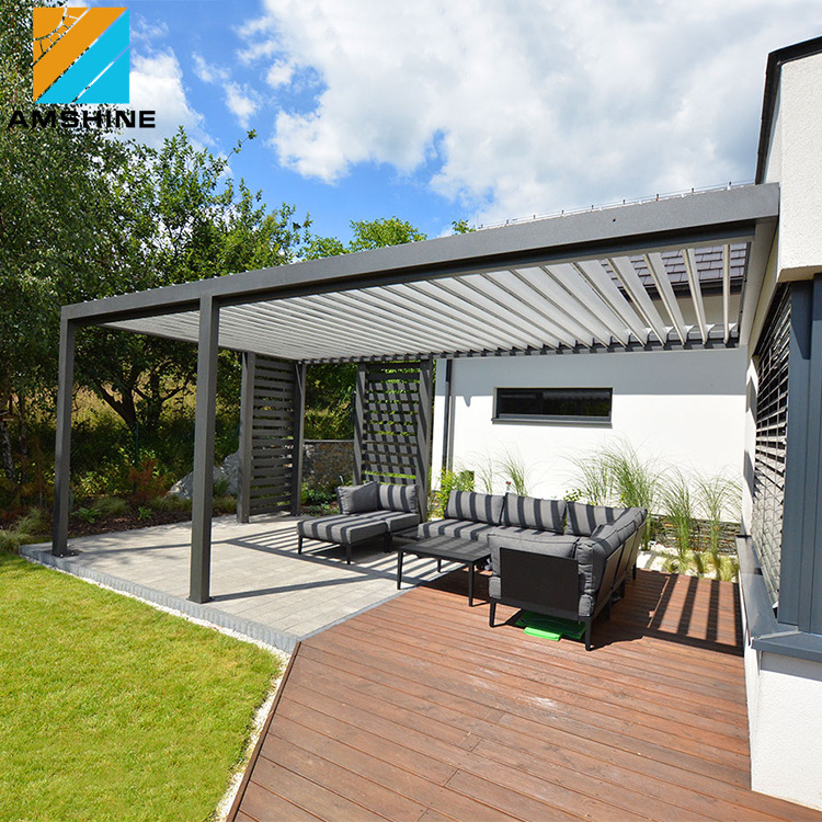 L shape aluminum louvered pergola cost 5.5 m x 3.0 m x 3.0 m with 10 years warranty white gazebo