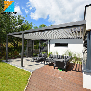 L shape aluminum louvered pergola cost 5.5 m x 3.0 m x 3.0 m with 10 years warranty white gazebo