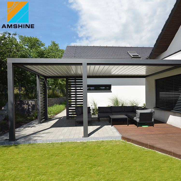 L shape aluminum louvered pergola cost 5.5 m x 3.0 m x 3.0 m with 10 years warranty white gazebo