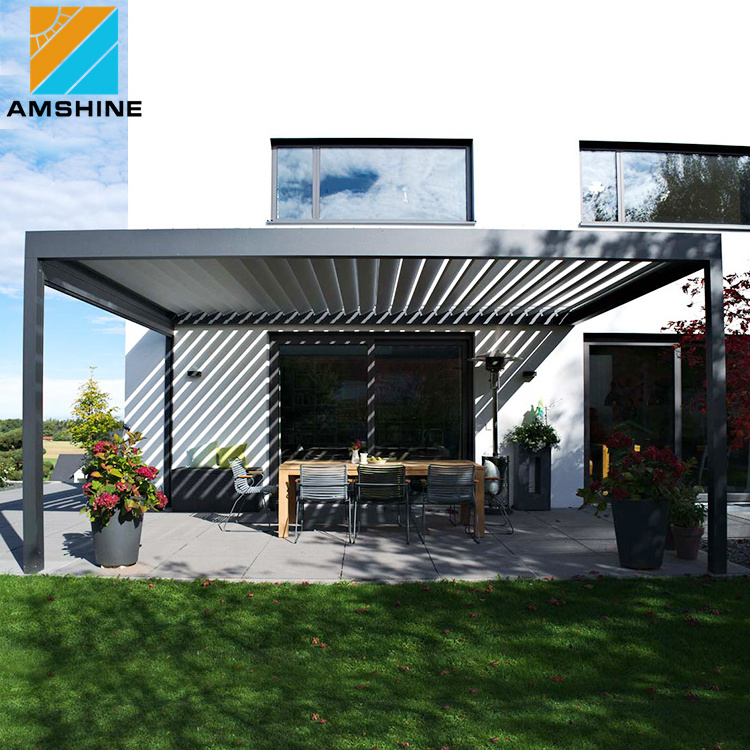 Louvered roof kits outdoor remote control pergola aluminium bioclimatic electric pergola sliding glass