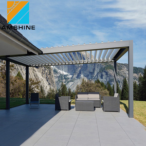 Electric terrace bioclimatic gazebo waterproof opening outdoor motorized flat roof pergola kit