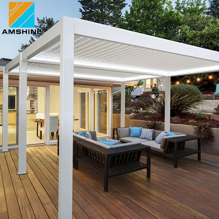 AMS Luxury Motorized Patio Roof Hotel Pergola Furniture Garden Gazebo Outdoor Furniture Sets