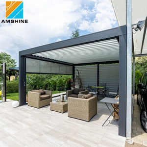 All season motorized bioclimatic gazebo pergola kits operable roof aluminum outdoor patio shelter