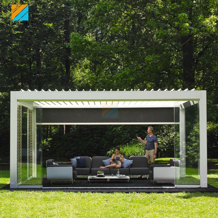 8x8 All weather louvered roof system electric patio roof gazebos