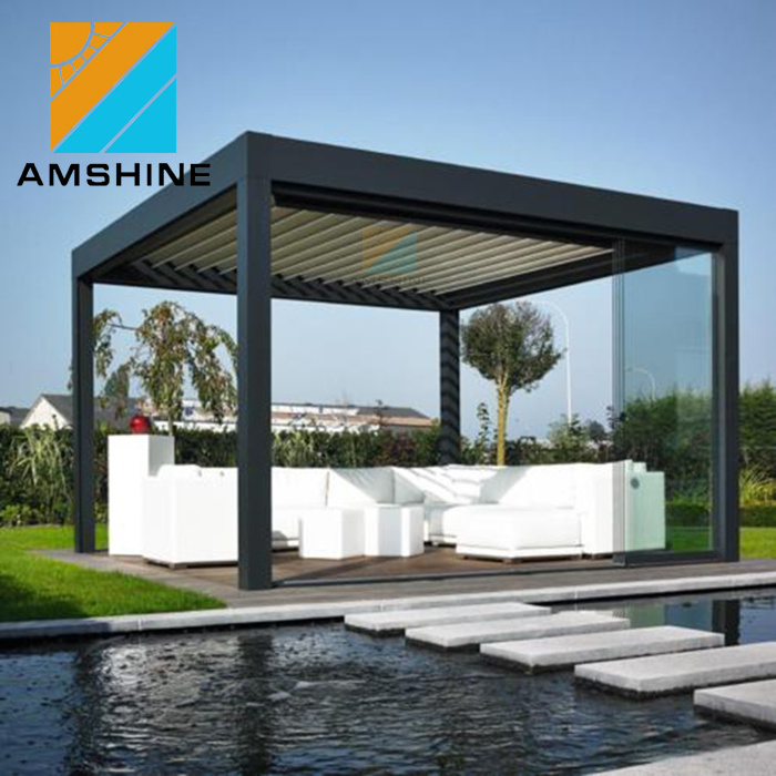 Waterproof aluminium roof blinds outdoor garden gazebo