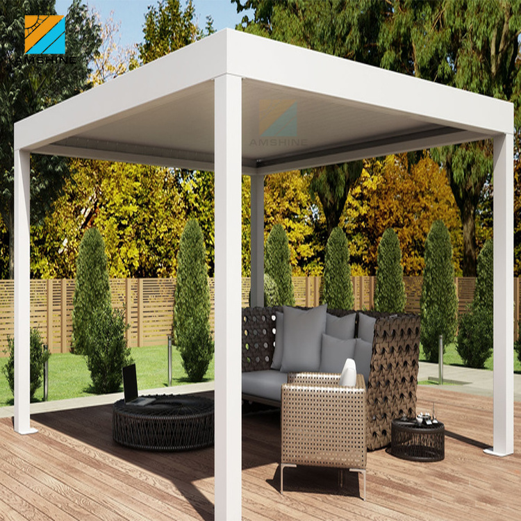 4x6 Outdoor yard patio waterproof pavilion steel aluminium pergola gazebo with LED strip light