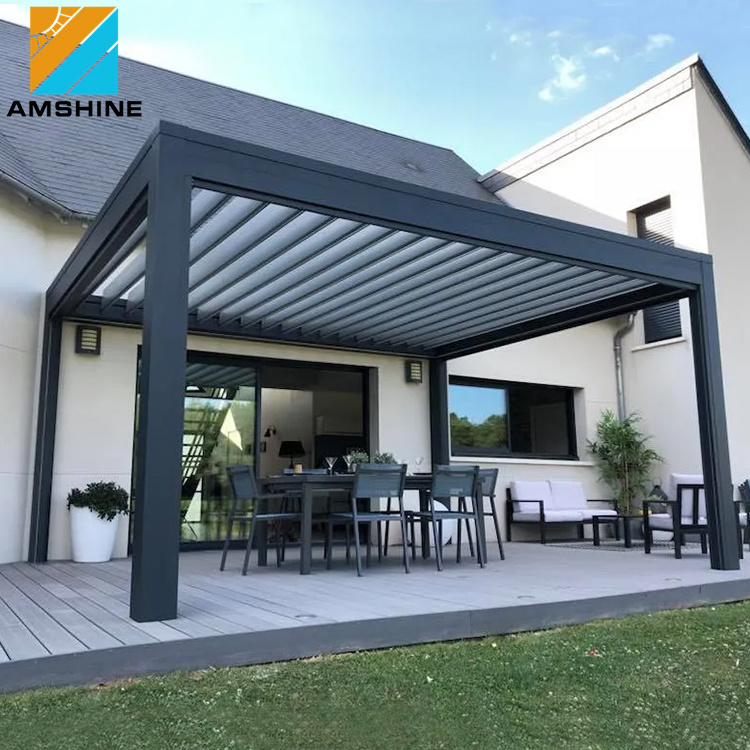 Outdoor pergola patio roof system waterproof louvre roof aluminum electric gazebo for garden