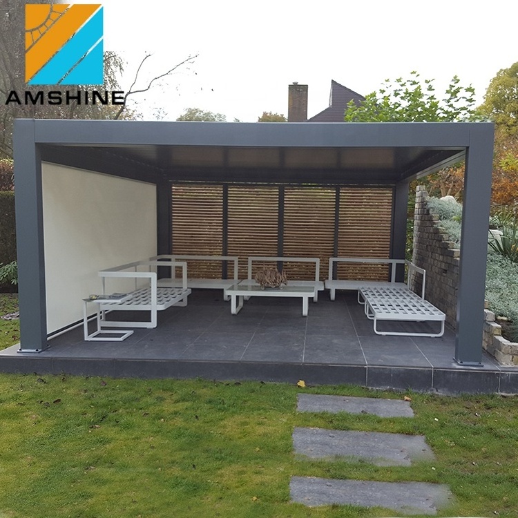 Electric or Manual Aluminium Louver Roof Pergola Canopy Cover with Side Curtain