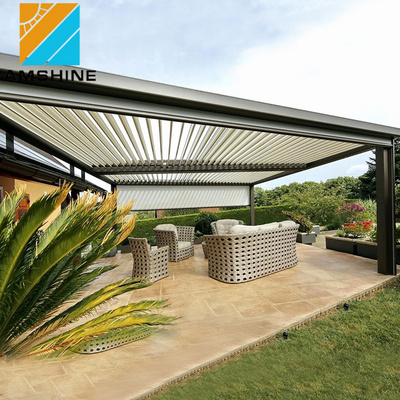 3x4 Garden buildings motorized open roof aluminium pergola with rotating louvers and side curtain