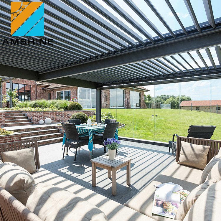 Home Strong Aluminium Pergola Opening Roof Waterproof Gazebo Restaurant Patio Furniture