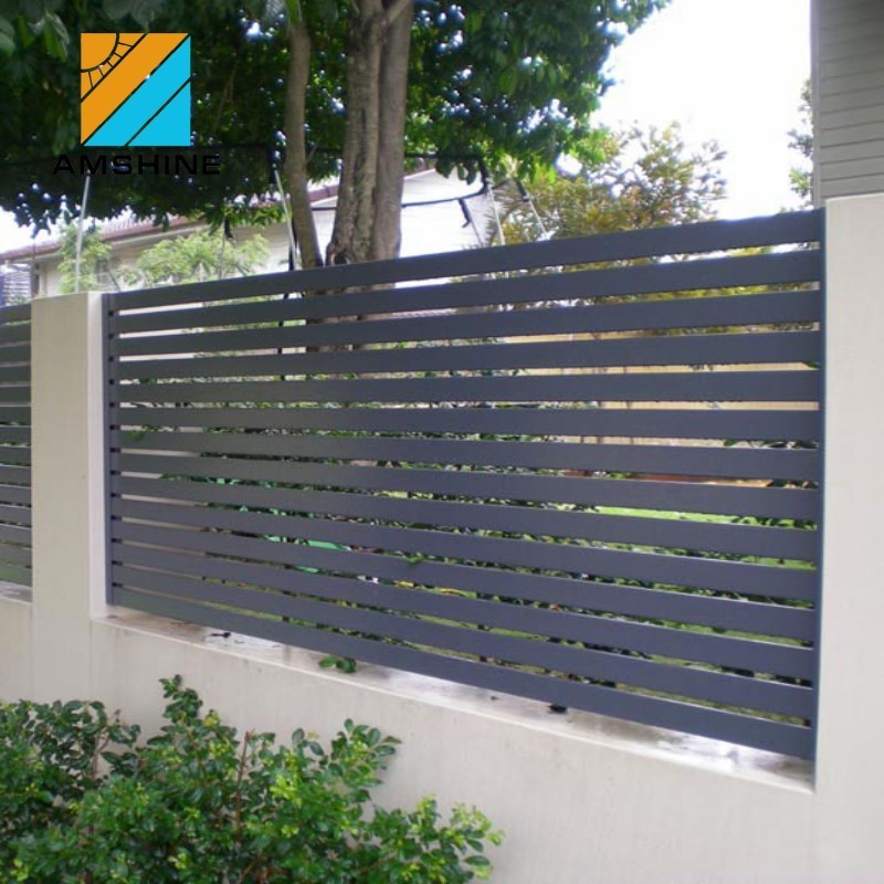 Hot sales aluminium wood grain slat privacy fence panel gate for house