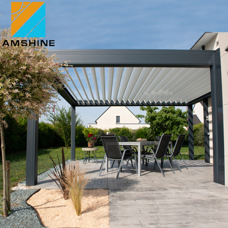 12x12 diy Aluminium Pergola Opening Louvered Roof Garden Gazebo Electric Pergola Front of House