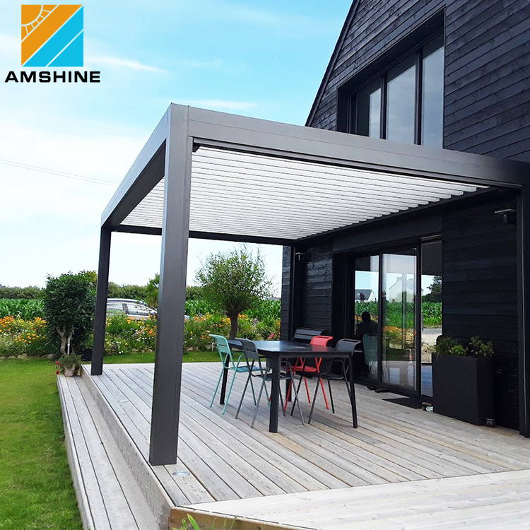 Outdoor pergola patio roof system waterproof louvre roof aluminum electric gazebo for garden