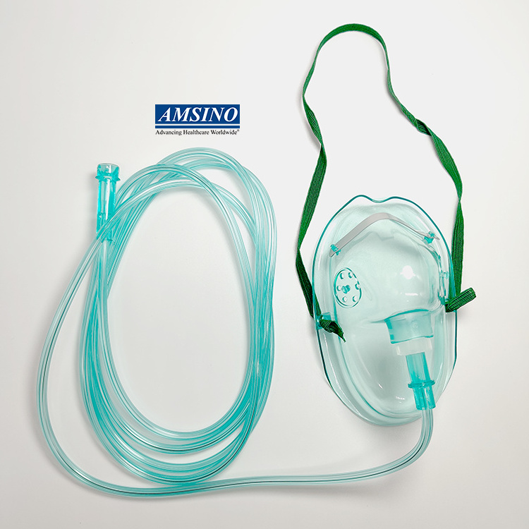 Single Use oxygen rebreather mask Medical Nebulizer PVC Transparent high flow Oxygen Mask With Tubing