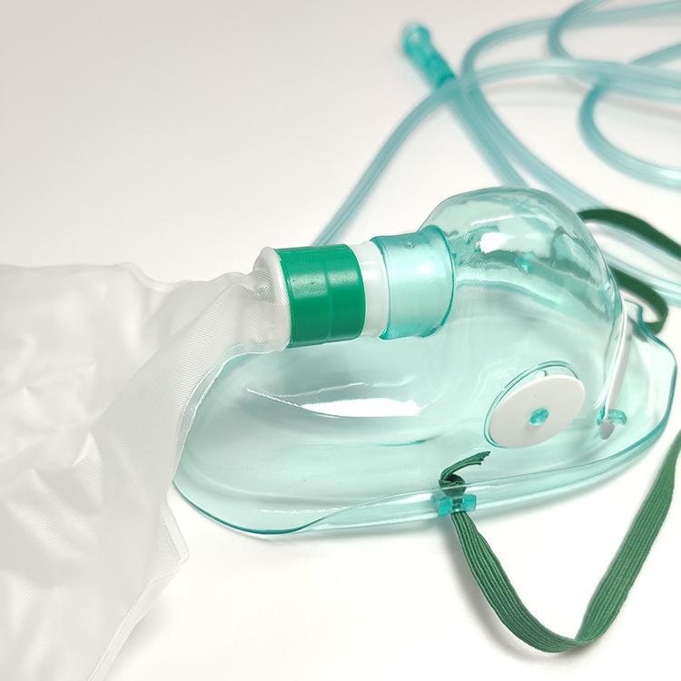 Single Use oxygen rebreather mask Medical Nebulizer PVC Transparent high flow Oxygen Mask With Tubing