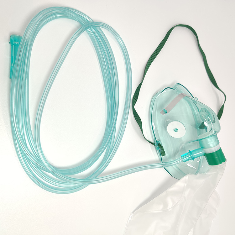 Single Use oxygen rebreather mask Medical Nebulizer PVC Transparent high flow Oxygen Mask With Tubing