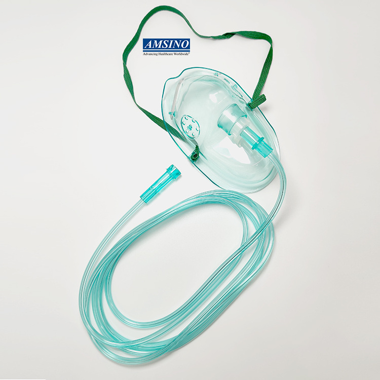 Single Use oxygen rebreather mask Medical Nebulizer PVC Transparent high flow Oxygen Mask With Tubing