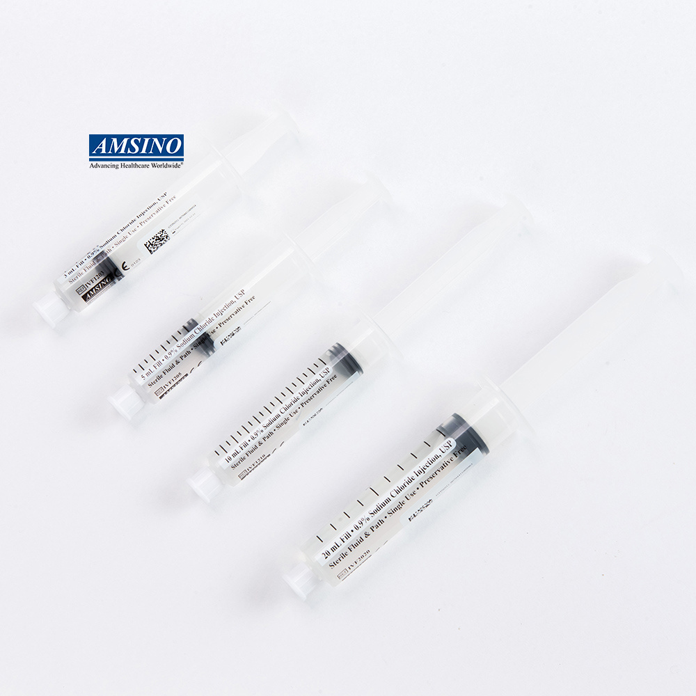 Amsafe saline prefilled syringe Disposable 3ml/5ml/10ml Saline Pre-filled Catheter IV Flush Syringes