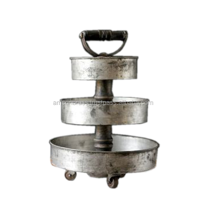 3 Tier Metal Cake Stand and Cupcake with Wheel Base  Metal Cake Stand Multipurpose European Style Square cake display stand