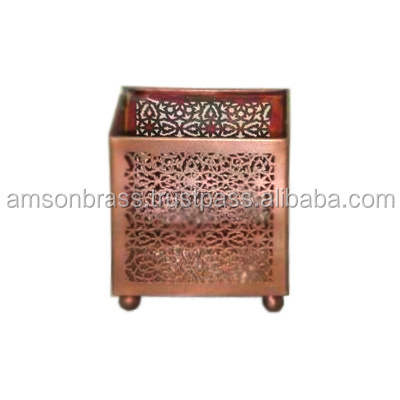 Perforated Candle Holder Square Antique Copper Metal Votive Metal Votive Candle Holder Manufacturer Wholesaler