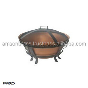 Modern Copper Fire Pit With Iron Black Finishes Mesh Lid