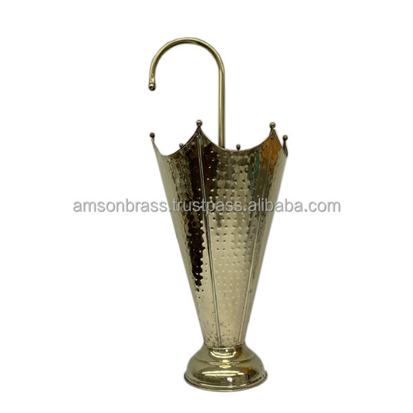 Umbrella Shaped Standard Hammered Umbrella Stand Bronze Finished Metal Umbrella Stand