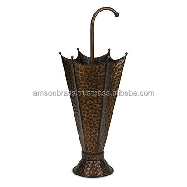 Umbrella Shaped Standard Hammered Umbrella Stand Bronze Finished Metal Umbrella Stand