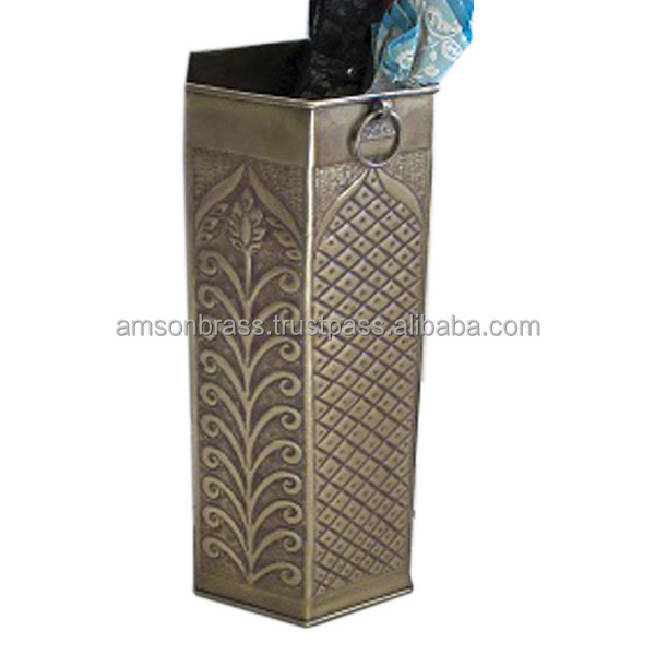 Embossed Design Metal Brass Umbrella Stand Home Hotel Decoration Used Umbrella Stand Luxury Design Decorative