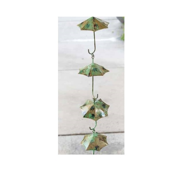 Manufacturer & Wholesaler Rain Chain Umbrella Style Decorative Green Antique Patina Finished Rain Chain