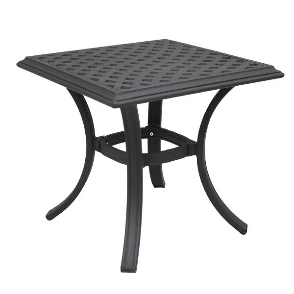 Patio Dining Table Round Cast Aluminium Outdoor Indoor Bistro Table with Umbrella Hole Black Garden Table for Decor