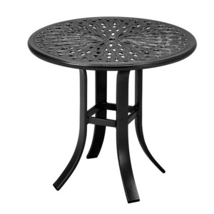 Patio Dining Table Round Cast Aluminium Outdoor Indoor Bistro Table with Umbrella Hole Black Garden Table for Decor