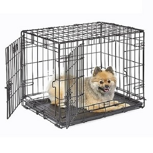 Solid Metal Durable Collapsible Steel Black Metal Iron Crate Outdoor Small Middle Large Folding Pet Dog Cage with Wheels