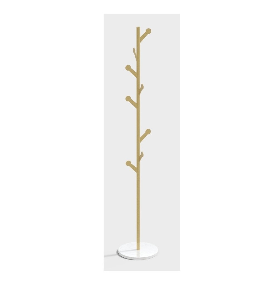 White Powder Coated Coat Rack Stand Hall Metal Standing Floor With Marble Base Tree Bedroom Clothes Hanger