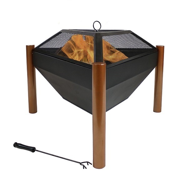 Metal Fire Pit Table Outdoor Round Fireplace - Multifunctional Garden Terrace Fire Bowl Heater BBQ, Ice Pit Outside Wood Burning