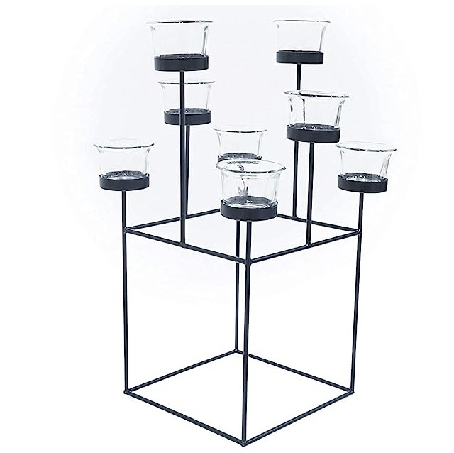 Unique Lifestyle Glass Candle Holder Stand Tea Light Holder with 5 Squares for 5 Tea Lights for Home Decor Candle Holder