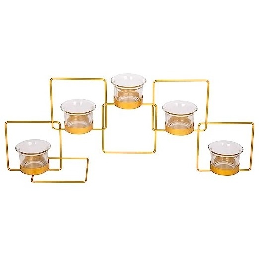 Unique Lifestyle Glass Candle Holder Stand Tea Light Holder with 5 Squares for 5 Tea Lights for Home Decor Candle Holder