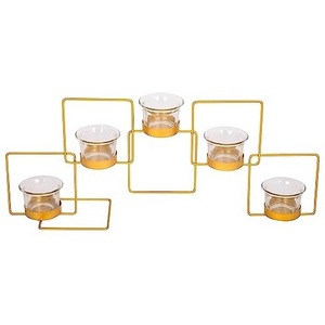 Unique Lifestyle Glass Candle Holder Stand Tea Light Holder with 5 Squares for 5 Tea Lights for Home Decor Candle Holder